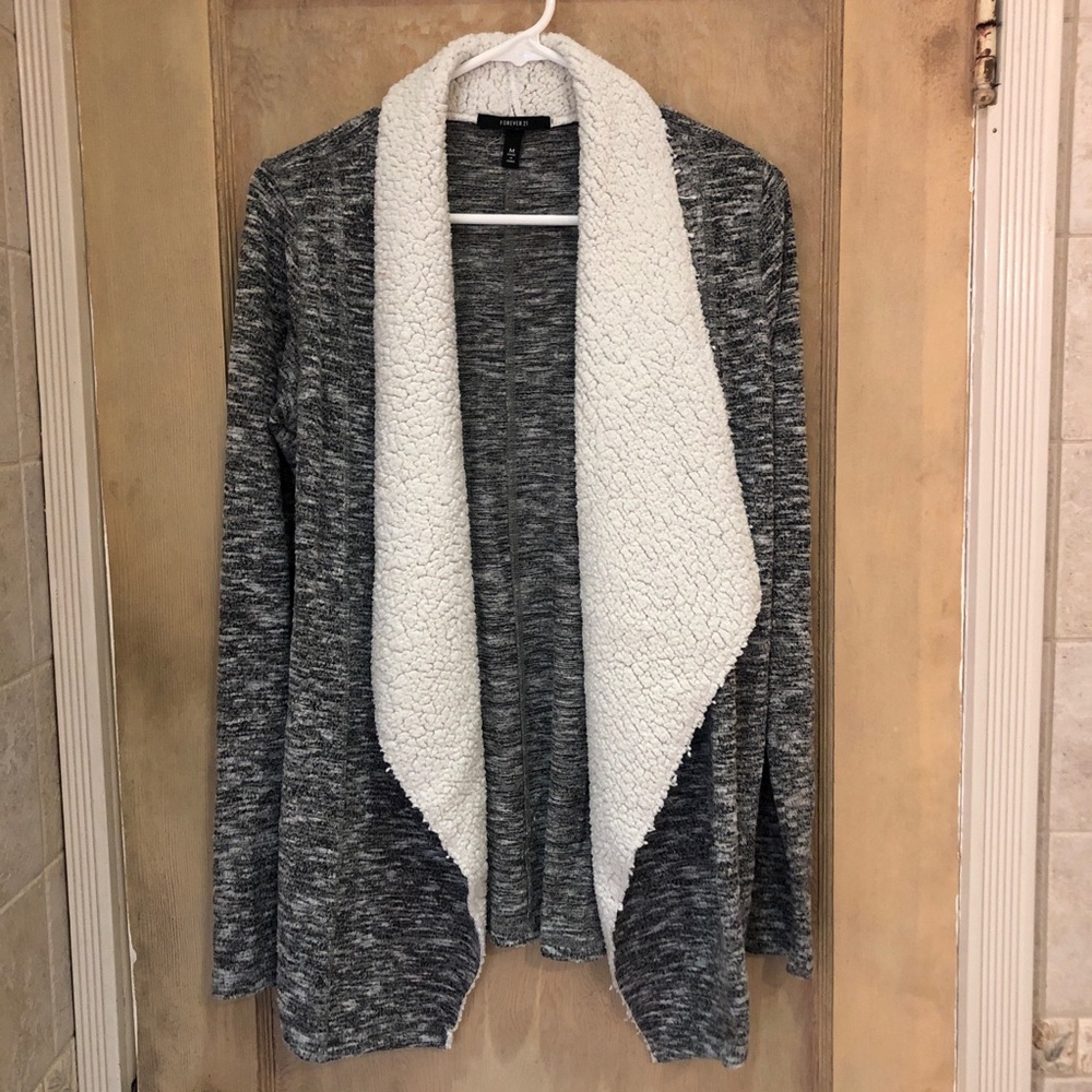 Gray Cardigan with Fur Lining